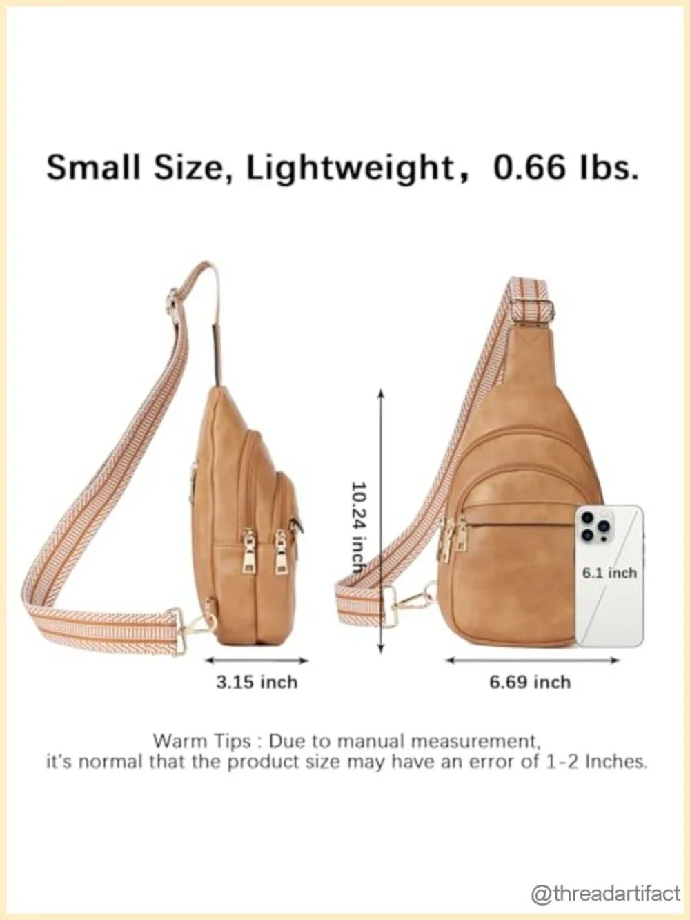 Faux Leather Sling Bag Crossbody Fanny Pack Travel Chest Bag
